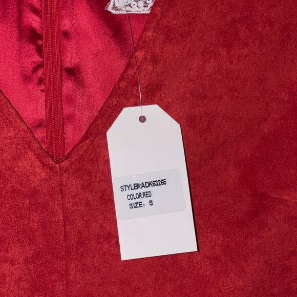Sadie & Sage | NWT Red Vegan Suede Dress | Small - Picture 9 of 9